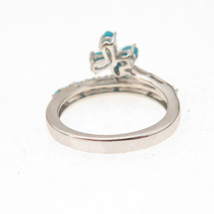 Chuck Clemency 925 Sterling Real Sleeping Beauty Turquoise Floral Ring Size 6.25