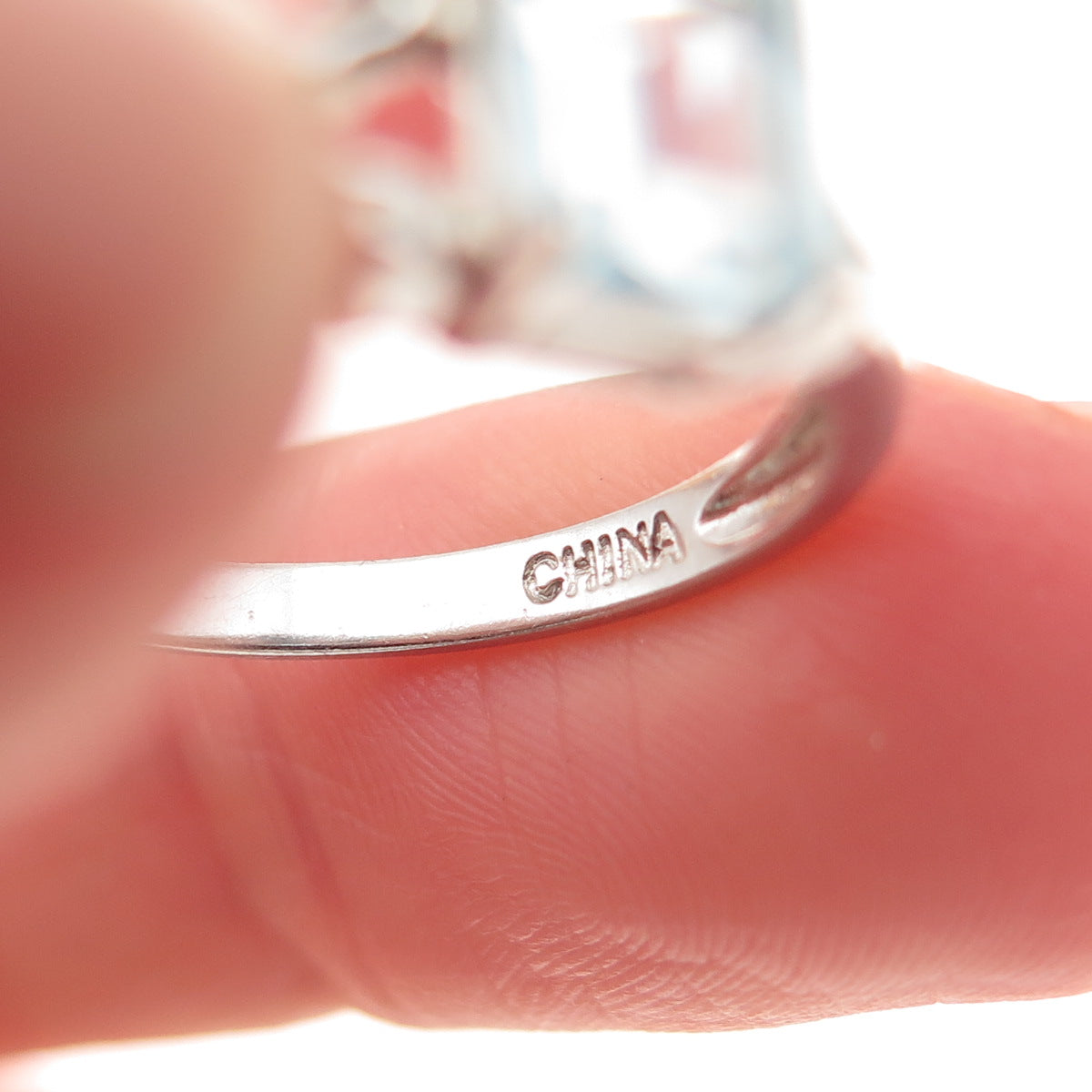 Ross Simons 925 Sterling Silver Vintage Real Emerald-Cut Blue Topaz Ring Size 8