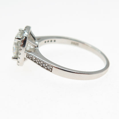 925 Sterling Real Center-Stone Moissanite & C Z Engagement Ring Size 9.75