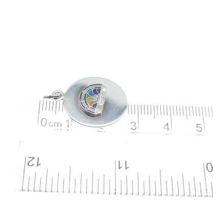 WELLS 925 Sterling Silver Vintage Enamel Masonic Youth Group Charm Pendant