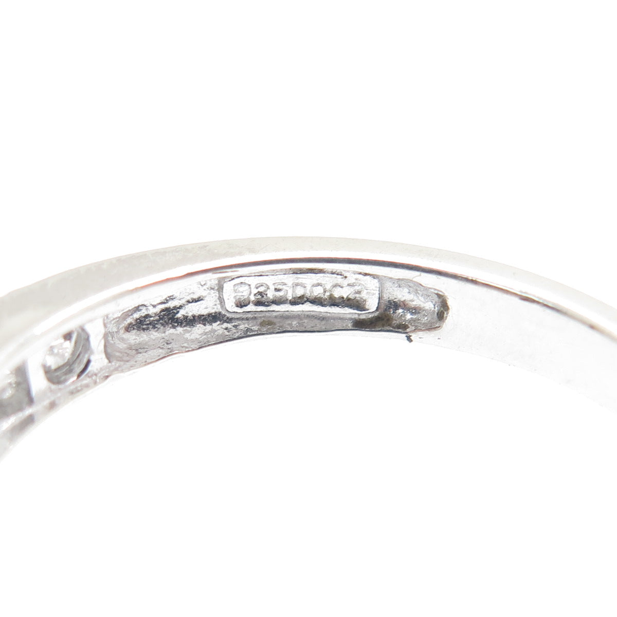 925 Sterling Silver Round & Emerald-Cut C Z Ring Size 9.25