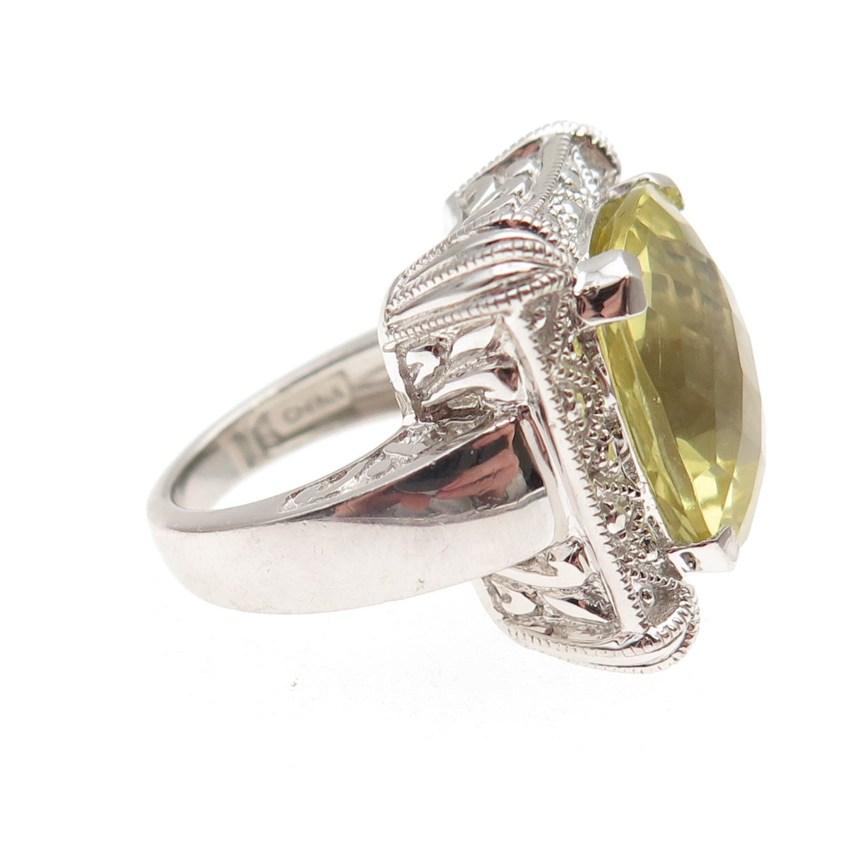 925 Sterling Silver Real Lemon Quartz Ring Size 6