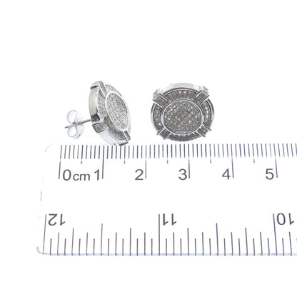 925 Sterling Silver Round-Cut C Z Sparkle Wheel Stud Earrings