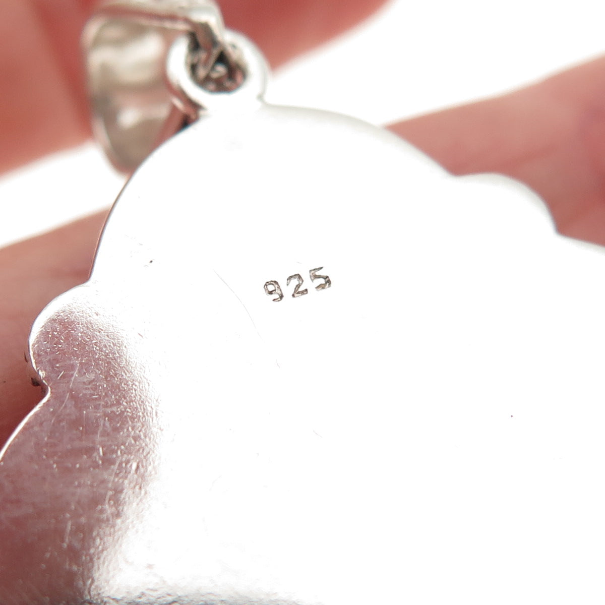 925 Sterling Silver Vintage Real Charoite Modernist Floral Oxidized Pendant