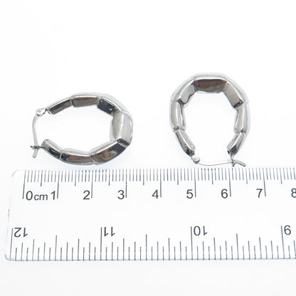 925 Sterling Silver Modernist Hoop Earrings