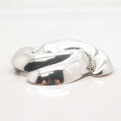 925 Sterling Silver Vintage Mexico Ribbed Pin Brooch