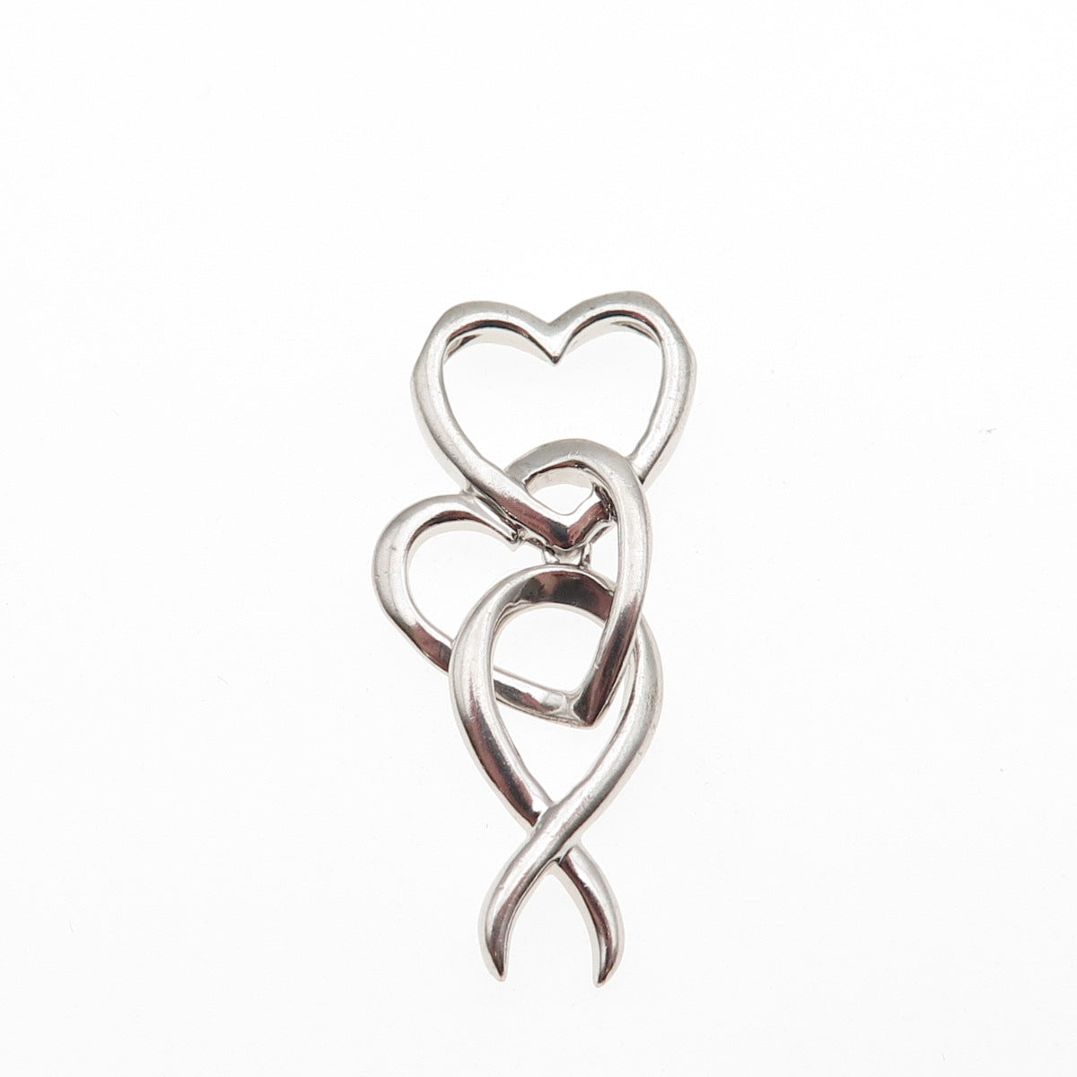 925 Sterling Silver Interlocked Couple Heart Slide Charm Pendant