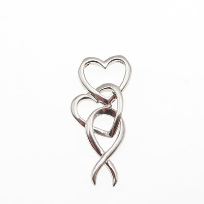 925 Sterling Silver Interlocked Couple Heart Slide Charm Pendant