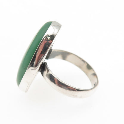 925 Sterling Silver Vintage Real Cabochon Chrysoprase Ring Size 7.5