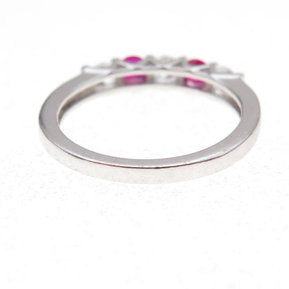 925 Sterling Silver Round-Cut Lab-Created Ruby & C Z Ring Size 9.25