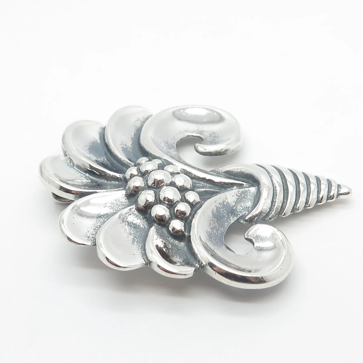 925 Sterling Silver Vintage Viking Craft Reg. U.S.Patt Off. Floral Pin Brooch