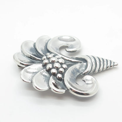 925 Sterling Silver Vintage Viking Craft Reg. U.S.Patt Off. Floral Pin Brooch