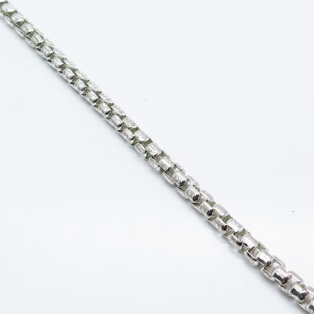 925 Sterling Silver Vintage Italy Box Link Bracelet 7.75"