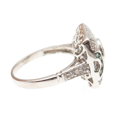 ESPO Joseph Esposito 925 Sterling Silver White & Green C Z Bohemian Ring Size 10