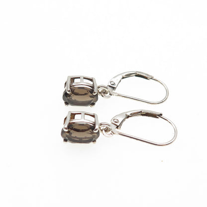 CHUCK CLEMENCY 925 Sterling Silver Real Smoky Quartz Dangle Earrings