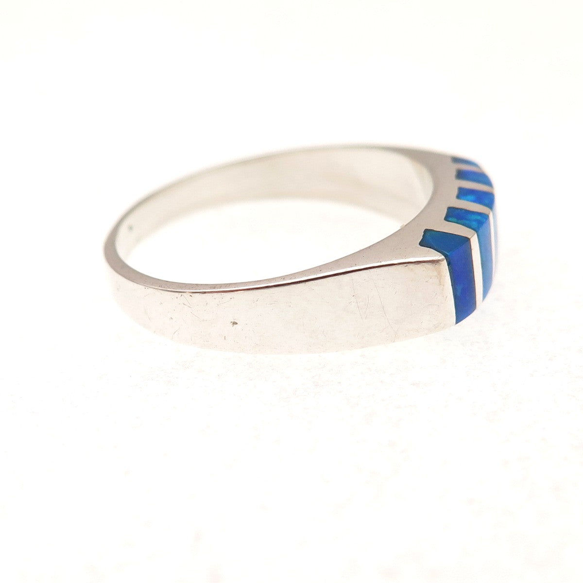925 Sterling Silver Vintage Real Opal Modernist Ring Size 6