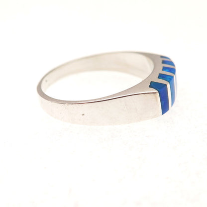 925 Sterling Silver Vintage Real Opal Modernist Ring Size 6