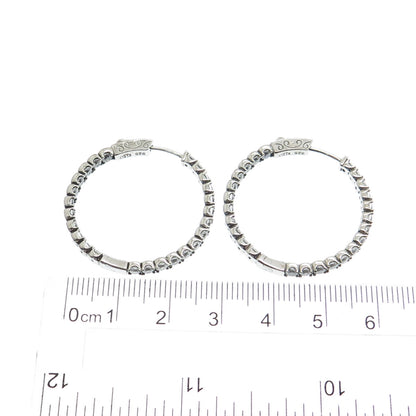 KLEO 925 Sterling Silver Round-Cut C Z In & Out Hoop Earrings