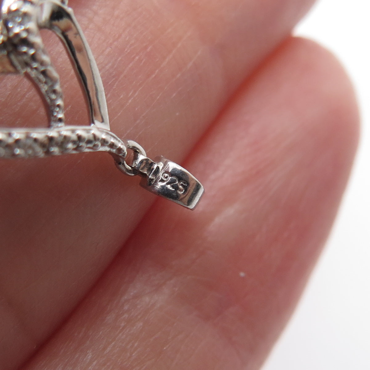 925 Sterling Silver Real Round-Cut Diamond Heart Link Bracelet 6.5"