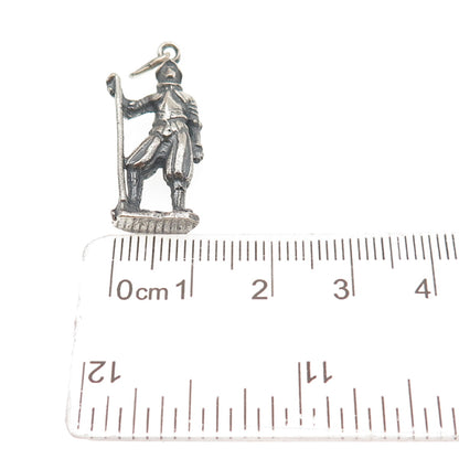 800 Silver Antique Art Deco Vatican City Swiss Guard Oxidized 3D Charm Pendant