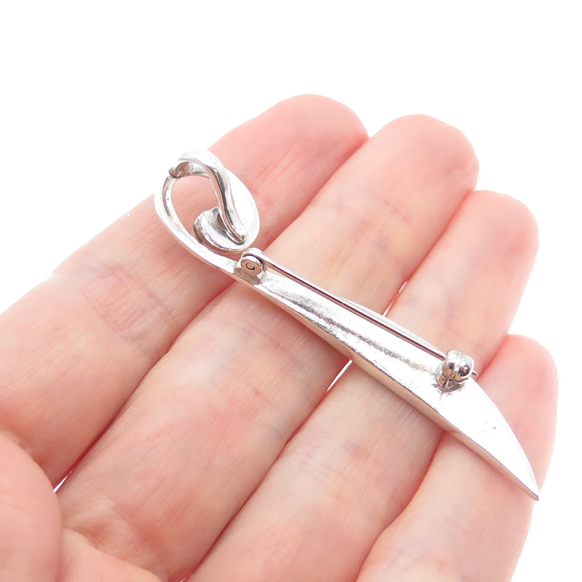 925 Sterling Silver Vintage Real Black Onyx White Topaz MOP Pin Brooch / Pendant