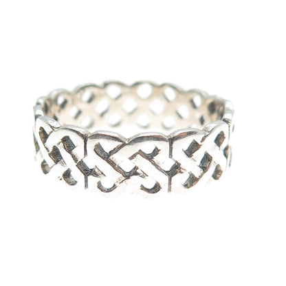 925 Sterling Silver Vintage Viking / Celtic Knot Band Ring Size 10