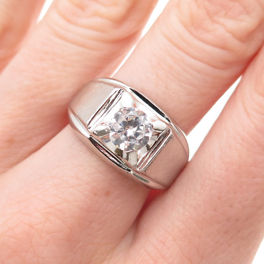 Vargas & Lind 925 Sterling Silver Vintage Round-Cut C Z Ring Size 9