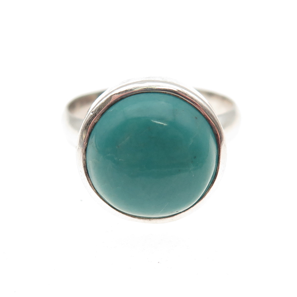 925 Sterling Silver Vintage Real Kingman Turquoise Modernist Ring Size 9.25
