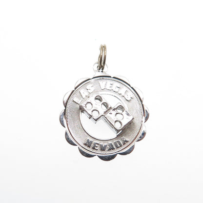 SASCO 925 Sterling Silver Vintage Las Vegas Nevada Lucky Dices Charm Pendant