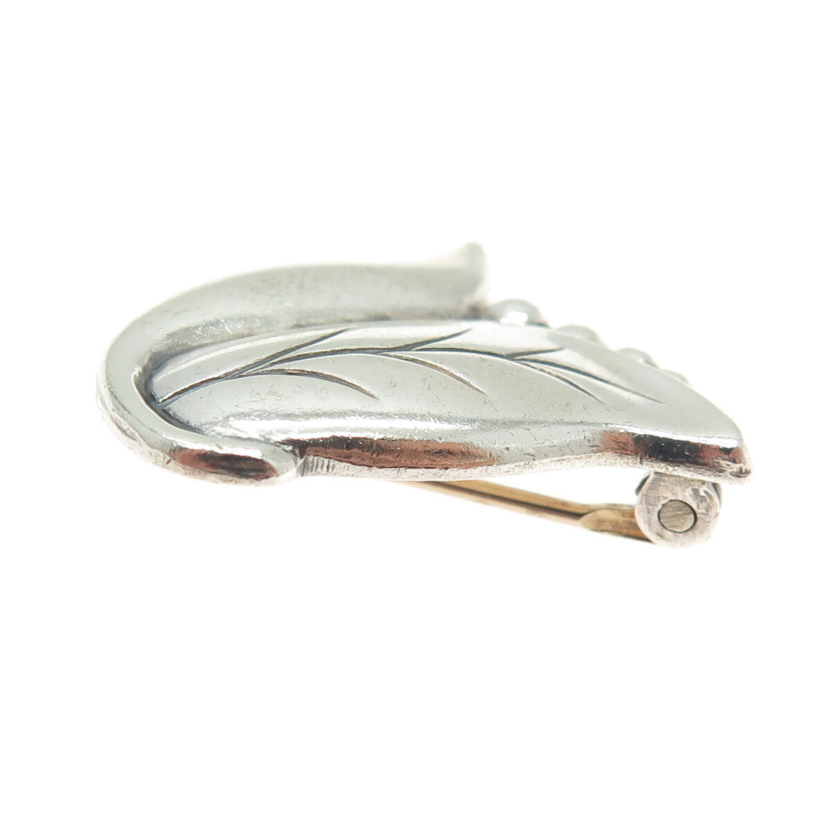 925 Sterling Silver Antique Art Deco Floral Leaf Pin Brooch