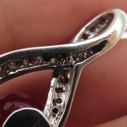 925 Sterling Silver Lab-Created Pink Sapphire & C Z Infinity Slide Pendant