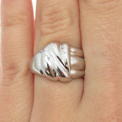 925 Sterling Silver Vintage Modernist Puffy Ring Size 6.25