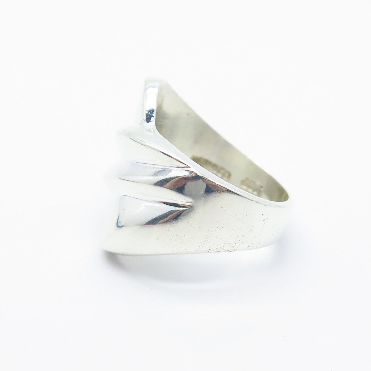 925 Sterling Silver Vintage Mexico Ribbed Ring Size 9.5