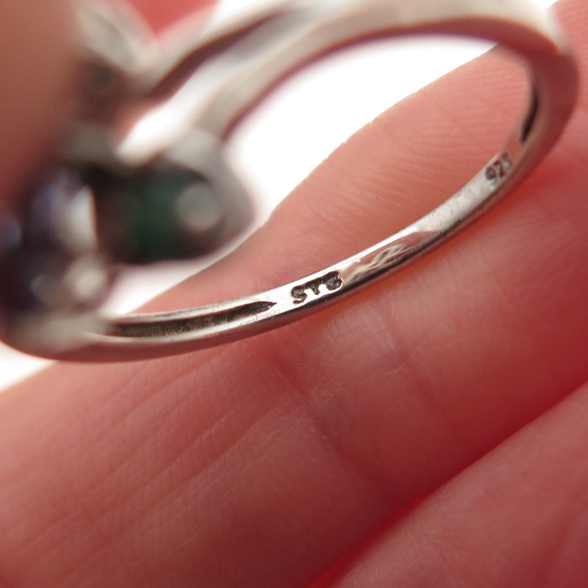 Chuck Clemency 925 Sterling Silver Real Tanzanite & Emerald Heart Ring Size 8.25