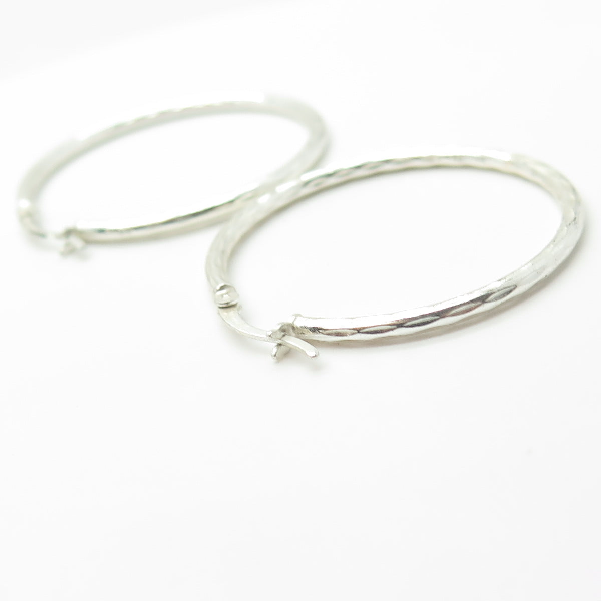 HAN 925 Sterling Silver Textured Hoop Earrings