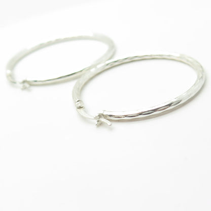 HAN 925 Sterling Silver Textured Hoop Earrings