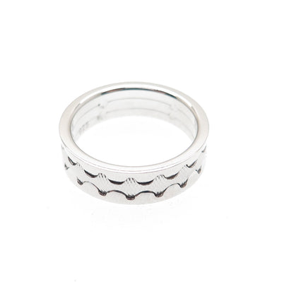 NEOS 925 Sterling Silver Textured Zig-Zag Band Ring Size 8