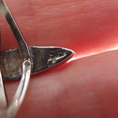 Old Pawn 925 Sterling Vintage Southwestern Real Turquoise Oxidized Ring Size 5