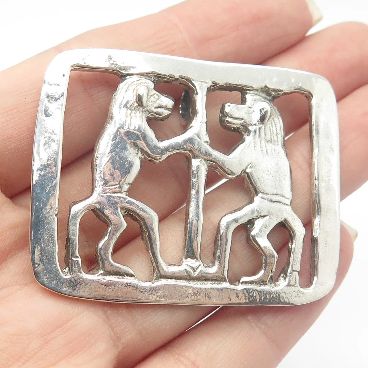 925 Sterling Silver Vintage Lion Large Slide Pendant