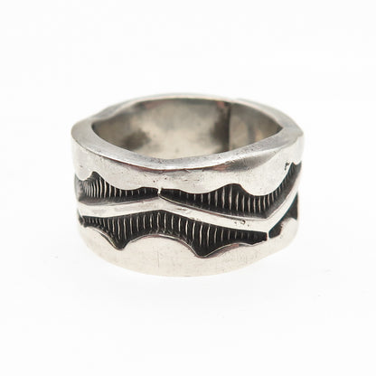 Old Pawn 925 Sterling Silver Vintage Southwestern Oxidized Band Ring Size 8.5