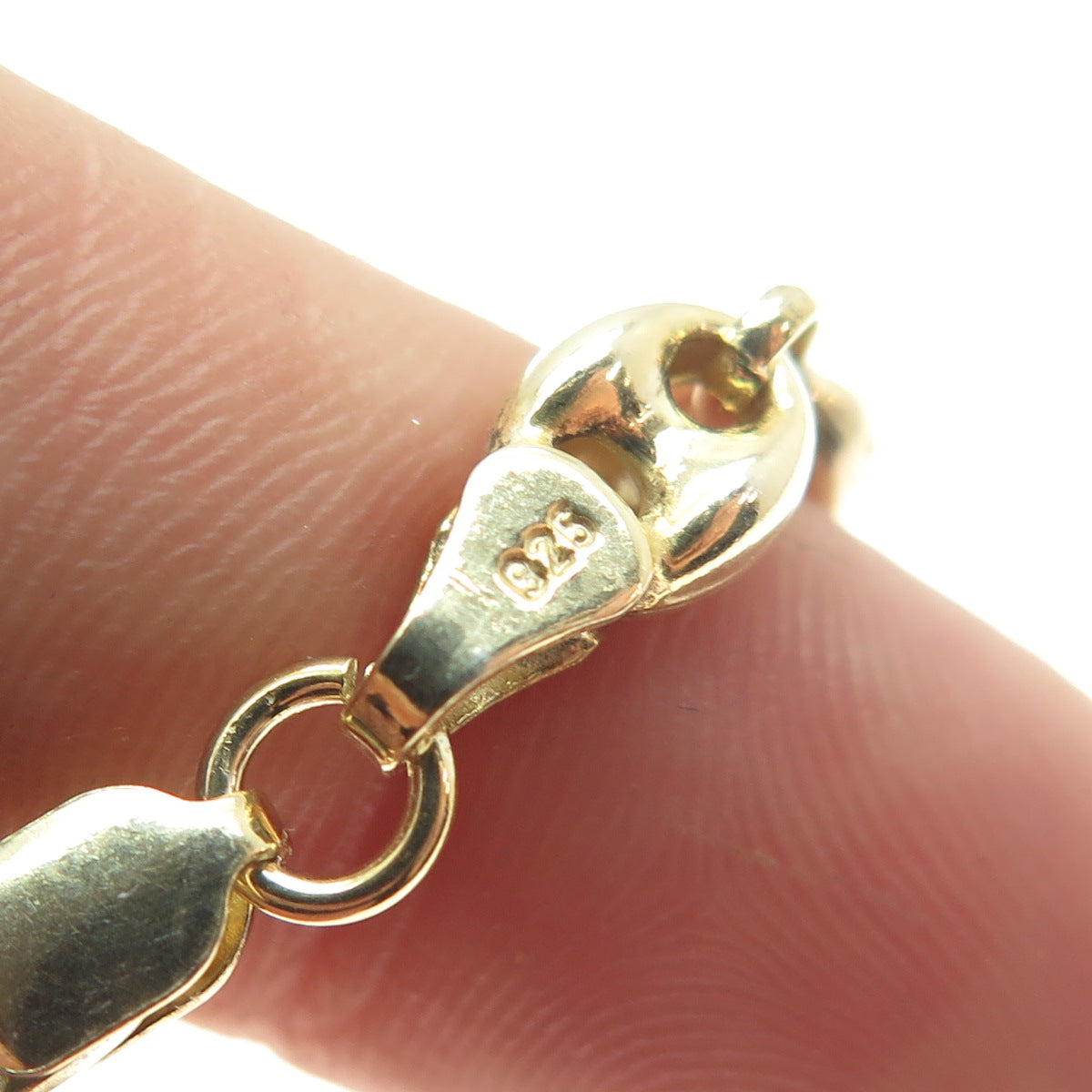 925 Sterling Silver Gold Plated Anchor Mariner Chain Necklace 17"