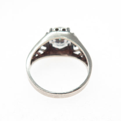 CHATEAU D'ARGENT 925 Sterling Silver Vintage Oval-Cut C Z Heart Ring Size 9