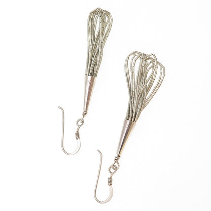 Old Pawn 925 Sterling Silver Vintage Southwestern Liquid Chain Dangle Earrings