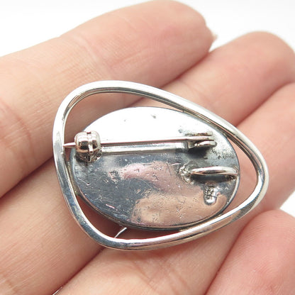 925 Sterling Silver Vintage Real Eilat Gemstone Pin Brooch / Pendant