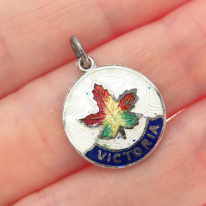 BREADNER CO. 925 Sterling Silver Antique Enamel Maple Leaf Minimalist Pendant