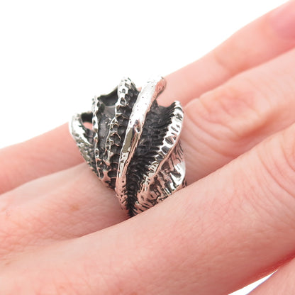 925 Sterling Silver Vintage Modernist Oxidized Ring Size 5