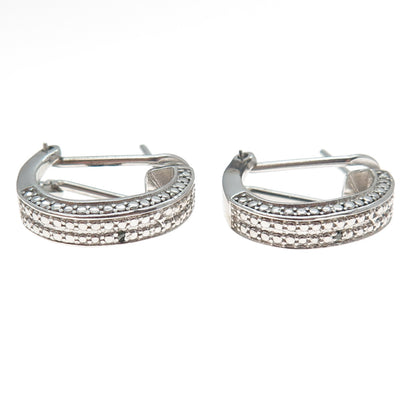 CHUCK CLEMENCY 925 Sterling Silver Real Green Diamond Omega Back Earrings