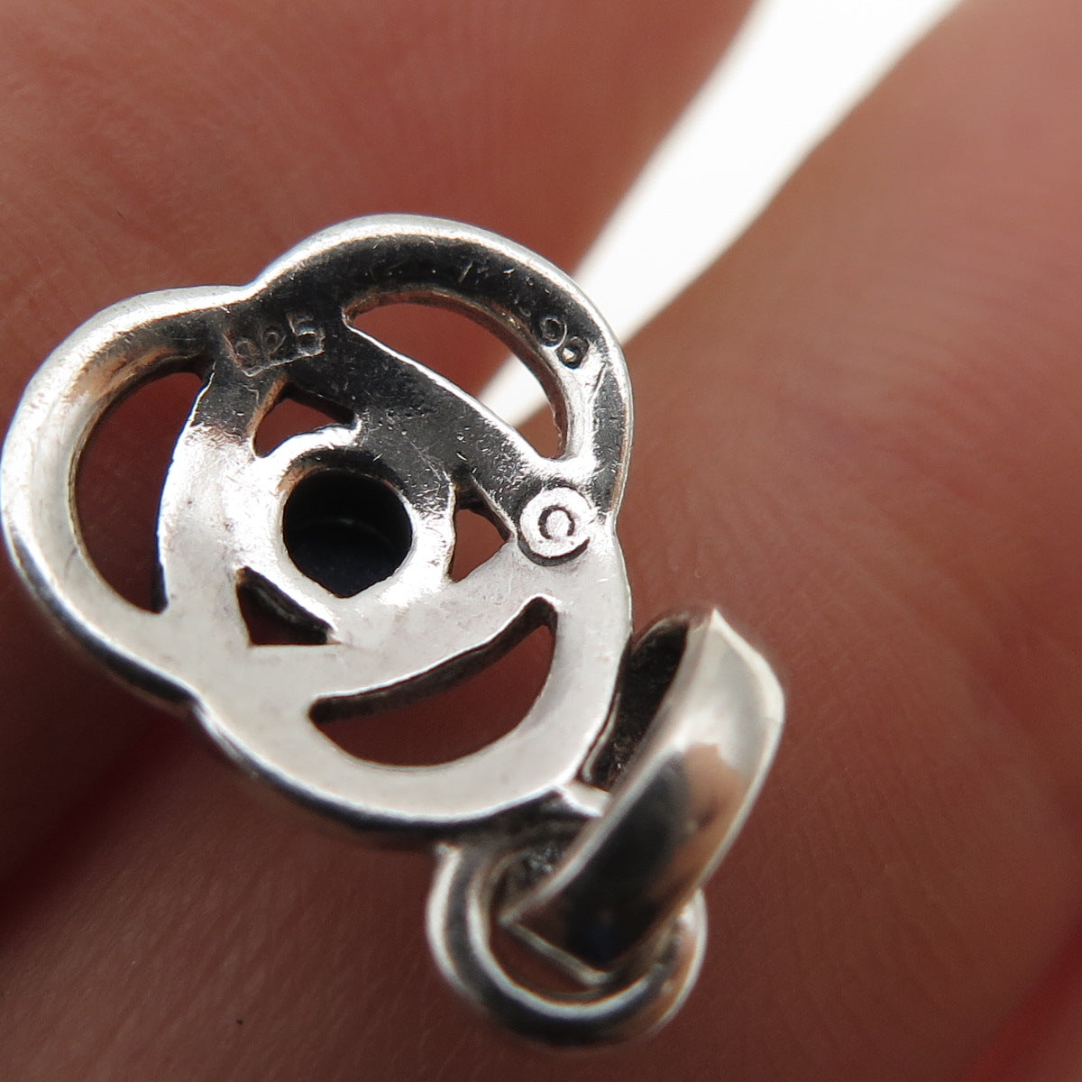 FRANKLIN MINT Sterling Vintage 1998 Real Lapis Celtic Trinity Knot Mini Pendant