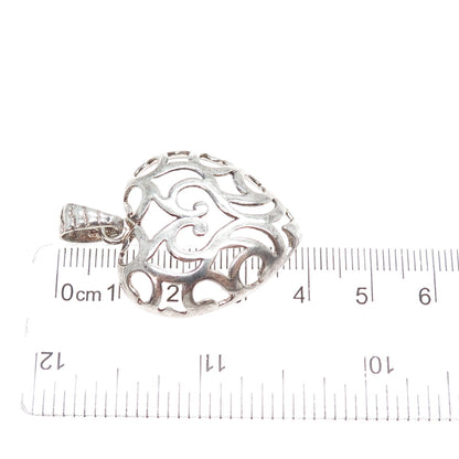 MILOR 925 Sterling Silver Vintage Italy Ornate Heart Charm Pendant