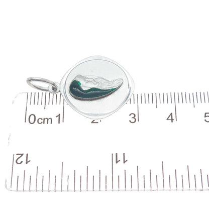 800 Silver Vintage Italy Enamel St. Mary Religious Minimalist Charm Pendant